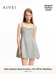 AIVEI | Shiny Silk Autumn Party Dress Small Fragrance Style