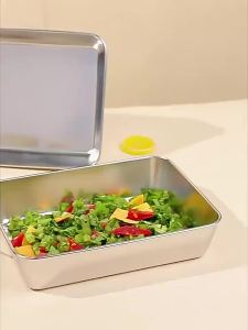 1/2/4/6PCS Stainless Steel Food Storage Containers Set with Transparent Lids Stackable for Meat Fruits Veggies Camping Kitchen