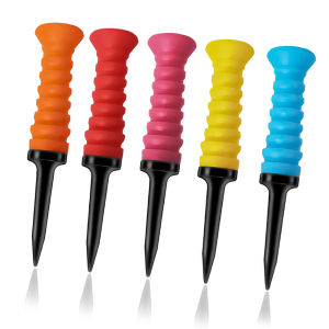 caiton | Caiton 5pcs 360° Flexible Rubber Golf Tees 3.2in/81mm Durable Low Friction Vibrant Multicolor - Ideal for Everyday Golfers