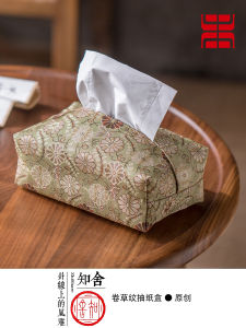 Chinese Style Embroidered Tissue Box Floral Patterned Cloth Art Living Room Tea Table Car Vintage Drawstring Paper Bag