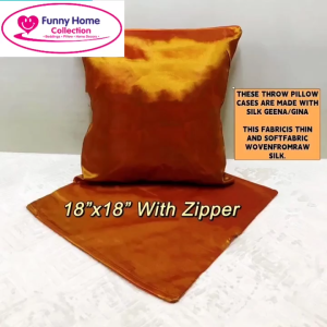 Funny Home Collection - Geena Silk Cloth Plain/Pongee Throwpillow Case WIth Zipper 18x18 inches