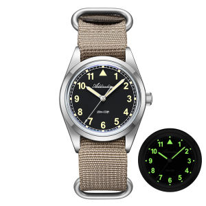 ADDIESDIVE 36mm Mens Analog Watch Bubble Mirror Glass 100m Waterproof Luminous Watch Simple men Quartz Watches with Nylon Strap