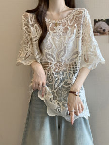 AIYITI | French Lace Short Sleeve Blouse with Belly Cover 2025 Summer New Style