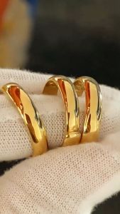 2pcs/Set 18K Saudi Gold Pawnable Adjustable Couple Rings | Wedding & Engagement Ring for Men and Women | Glossy Classic Design | Gift for Anniversary & Valentine’s Day | Philippines Hot Sale