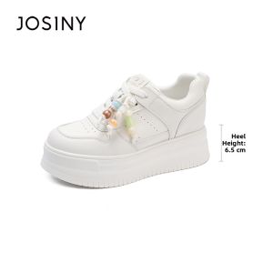 Josiny | Thick Soled Elevated White Sneakers Soft Bottom