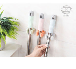 Combo 2 Móc dán tường kẹp giữ cây lau nhà móc treo chổi chịu lực thông minh
