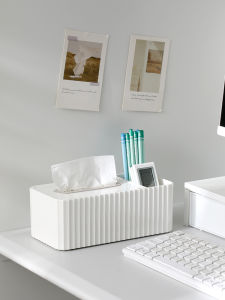 Fasola Rectangular Tissue Box Multi-Functional Storage Organizer for Living Room Coffee Table Restaurant Home Use Remote Control