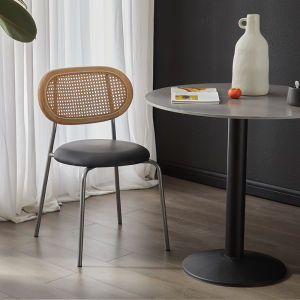 OUQI | Nordic Style Rattan Solid Wood Dining Chair
