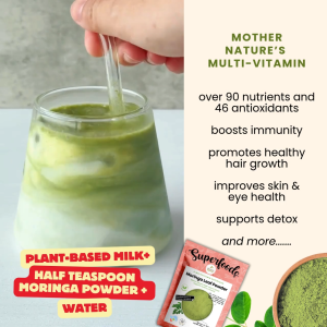 Natures Superfoods Organic Raw Moringa Leaf Powder 100g l Natural Multivitamin l Antioxidants l Great for Heart & Skin (HALAL Certified)