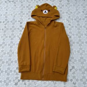 Cute Cartoon Light Bear Ears Hooded Zipper Polar Fleece Pajamas Tops Casual Pajamas Womens Autumn Outwear