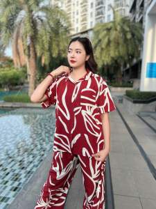 ชุดเซ็ท2ชิ้นผู้หญิง ชุดเซตสาวอวบ เสื้อแขนสั้น กางเกงขายาว