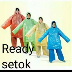 Jas Hujan Plastik Setelan Atasan Baju Celana Merk Kresno Warna Random Harga Satuan