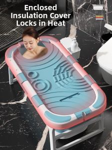 Foldable Adult Bath Tub Large Size High Design Full Body Bathing Bucket Home Essential Plastic Material Covered for All Ages
