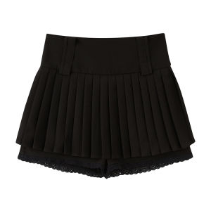 DIDDI Original Design High Waist Flared Mini Skirt with Ruffle Slimming A-Line White Pleated Skirt Elegant Commute Style