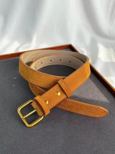 K-style Suede Belt Suede Texture Belt All Year Round Available Two-Layer Cowhide Pant Belt with Denim Skirt