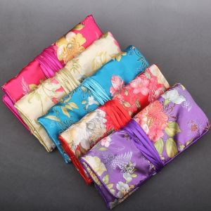 Chinese Style Portable Jewelry Roll Bag Embroidered Silk Necklace Ring Storage Bag Wallet Handheld Bag Fashion Accessories