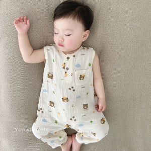Baby Summer Wear Gauze Sleeveless Pants Breathable Korean Style Baby Air Conditioning Romper Baby Rompers Pajamas Jumpsuit
