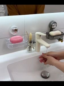 Super Adsorption force Suction Cup Soap Holder Bear No Punching Soap Dish with Hooks for Home Hotel