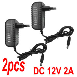 2pcs Power Adapter EU Plug AC 100-240V Input DC 12V 2A Output Supply Charger Universal Adapter for CCTV Camera DVR Router LED
