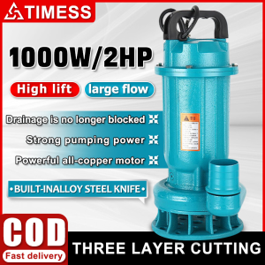 Sewage Submersible Pump Cutting Sewage Pump 220V/1000W Household High Lift Water Booster Pump Jet Pump Cutting Type Water Pump (2HP) Dirty Water Submersible Pump Sewage Agricultural Pump Irrigation Water Pump