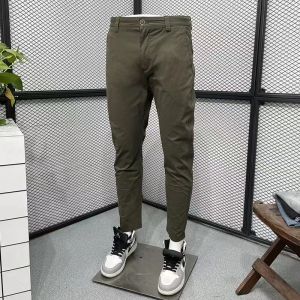 กางเกงลำลองผู้ชายทรงสลิมฟิตผ้าฝ้ายยืดสีพื้น 9 ฟุต กางเกงขายาวทรงหลวมสบาย ๆ สำหรับผู้ชาย ฤดูใบไม้ผลิและฤดูใบไม้ร่วง