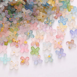 80ชิ้น9มิลลิเมตรอะคริลิคสีทองจุดสีสันดอกไม้สี่กลีบลูกปัดสำหรับเครื่องประดับสร้อยข้อมือทำ DIY ต่างหูพวงกุญแจอุปกรณ์งานฝีมือ