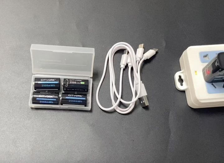 CITYORK CR123A 3.7MWh 16340V แบตเตอรี่ 16350 แบตเตอรี่ลิเธียมไอออนสำหรับไฟฉาย LED RCR123 แบตเตอรี่ + สาย USB Type-c