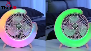 LGAO Desktop Moon Lamp with 3 Speeds Fan Desk TYPE C Bright Night Light Charging Fan