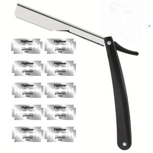 มีดโกนความปลอดภัยแบบแมนนวลระดับมืออาชีพสำหรับผู้ชาย - ใบมีด 10 ใบสำหรับการโกนและจัดแต่งทรงผมอย่างราบรื่น ความแม่นยำระดับช่างตัดผม