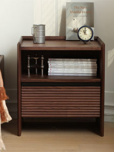 GOOFANSER | Retro American Luxury Solid Walnut Bedside Table