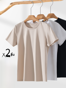 MiiOW | เสื้อยืดคอกลมแขนสั้นผ้าฝ้ายระบายอากาศได้ดีสำหรับผู้หญิงในช่วงฤดูร้อน เสื้อเชิ้ตพื้นฐานลำลองแบบบาง ทรงหลวม สีสันสดใส