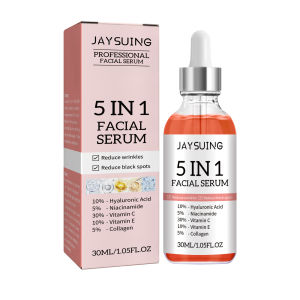 Jaysuing 5 In 1 Facial Serum Moisturizing Nourishing Face Serum For Glowing Skin Dull Dry Skin Care Firming Oil Control Multi-effect Facial Essence Pore Shrink Facial Serum For Women Hyaluronic Acid Vitamin Anti-aging Smooth Pores Repair Essence 30ml