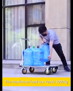 Push Cart Stainless Steel Trolley heavy  duty Folding Cart 60*40cm Folding platform load 2000KG