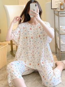 ฤดูร้อนผ้าฝ้ายผ้าไหมแขนสั้นชุดนอนผู้หญิงบางส่วนเครื่องปรับอากาศเสื้อผ้าหวานสไตล์ญี่ปุ่นนักเรียนชุด