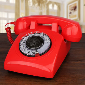 Red Corded Telephone Classic Rotary Dial Home Office Phones Antique Vintage Telephone of 1930s Old Fashion Telephone