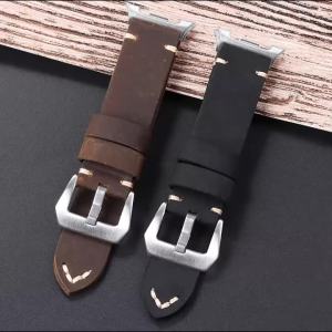 Genuine Cowhide Strap for Samsung Galaxy Ultra 2025 47mm Replace Mens Band Leather for Galaxy Watch 9 8 44mm 40mm Classic Wrist