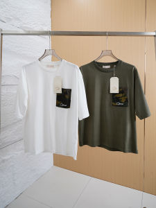 Heavyweight Combed Cotton Summer Short Sleeve T-Shirt Pure Color Camouflage Pocket Loose Versatile Top Youth Popular Basic Style