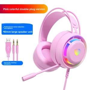 LS | Hearing Recognition With Noise-Cancelling PSH-300 Microphone RGB Esports Games Dazzling Bald Head Wearing Wired Stereo Headphone
