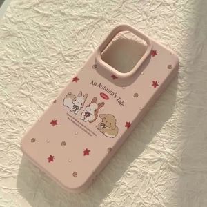 Ốp điện thoại tai thỏ lá phong màu hồng dễ thương phong cách INS cho iPhone 17 16 Pro Max 15 14 13 12 11 Pro Max chống sốc silicon bảo vệ