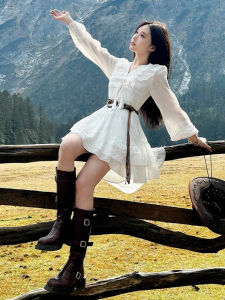 CAOZIMUYI | New Season Ethnic Style Vacation Wear Long Sleeve White Dress