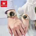 OLEVS jam tangan couple pasangan Mewah ( Jam Tangan Pria + jam tangan wanita）Original Anti Air Tampilan Kalender Ganda Hadiah Kekasih. 