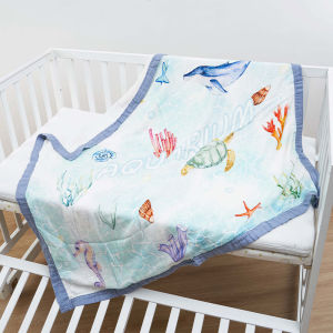 Elinfant bamboo cotton muslin swaddle blanket 4 layers digital print 120*110cm newborn bath towel wrap receiving blanket