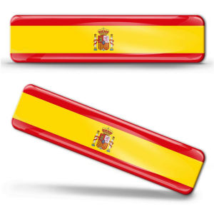2 x 3D Domed Silicone Stickers Decals Spain National Spain Flag Car Motorcycle Helmet