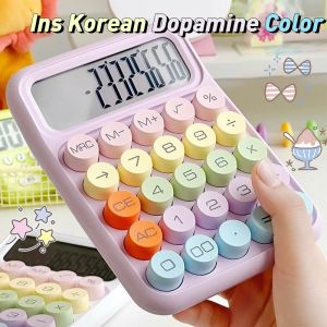 Ins Korean Dopamine Color Calculator 12 Digits Large Display Mechanical Dot Keyboard Big Button School&Office Stationery