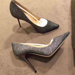 Silver Sharp Point รองเท้าส้นสูงสําหรับงานปาร์ตี้สตรี Glitter รองเท้าแฟชั่นสไตล์โรมันรองเท้าเดียวสวมใส่ง่าย