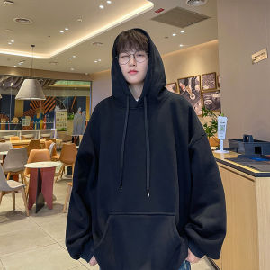 Pure Color Hoodie Mens Spring Autumn New Heavyweight Loose Casual Jacket Trendy Brand Youth Wear Comfortable Sweatshirt