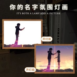 Your Name Transparent Poster Anime Peripheral Light Painting Photo Frame Decoration Hanging Painting Led Small Night Lamp Birthday Gift