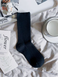 Pure Cotton Long Tube Socks for Women in Black White Grey Simple Style Moisture Wicking Jacquard Cloth Pantyhose