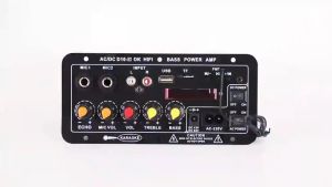 Original AC 220V 12v 24v Bluetooth Audio  Karaoke  Hifi StereoDigital Multi-purpose Power  Motherboard AMP Plug Mic Adjustable Echo The Sound Of A Separate Mic. Mobile Device konzert502  Button Cable power  amp small amplifier Speaker Radio Phone