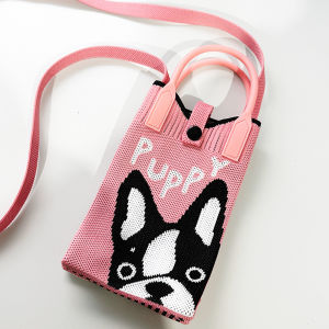 กระเป๋าถือผ้าถักลายการ์ตูนน่ารักสำหรับผู้หญิง กระเป๋าสะพายไหล่แบบสะพายข้างขนาดเล็ก กระเป๋าใส่โทรศัพท์มือถือ กระเป๋าแฟชั่นฤดูใบไม้ร่วง 2024